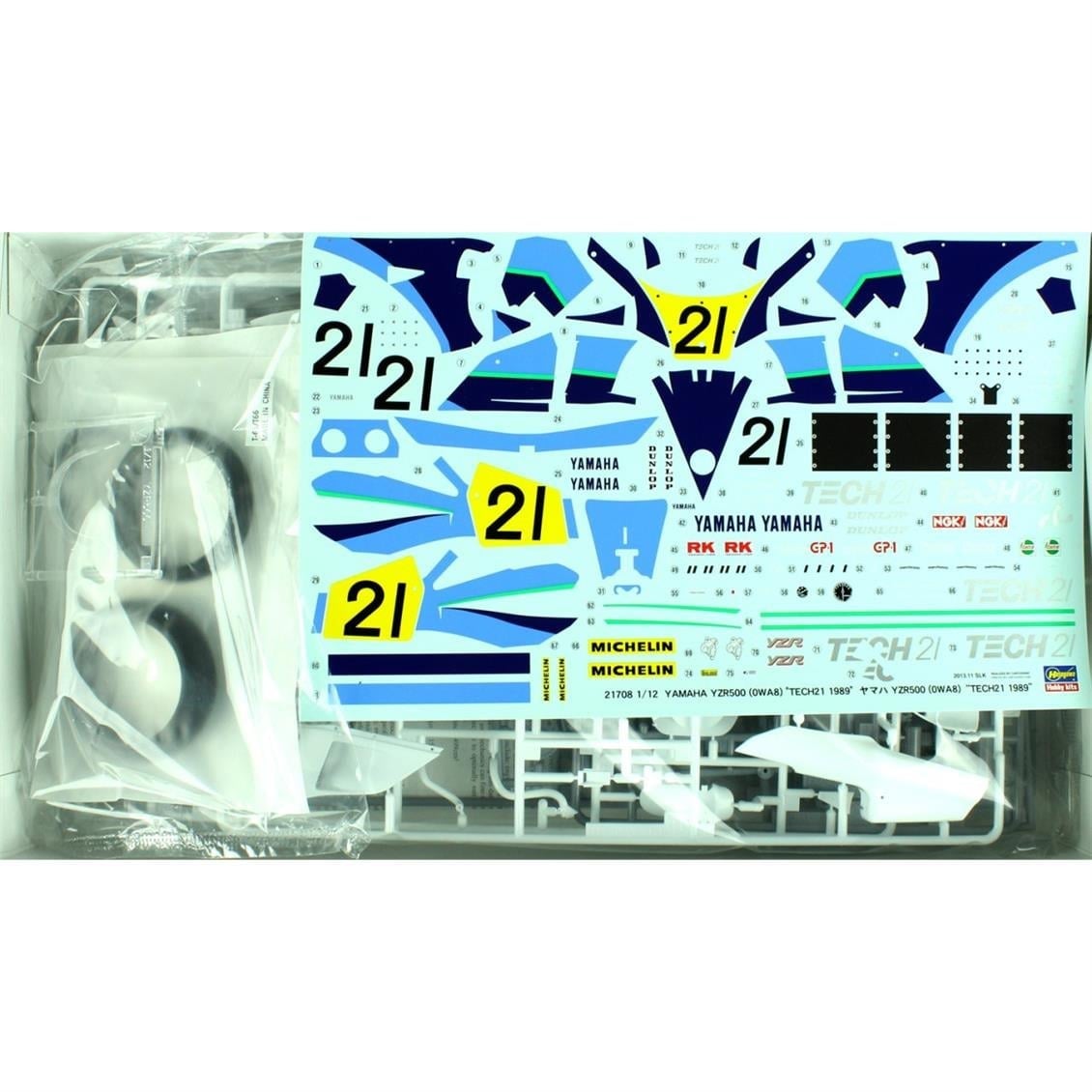 Hasegawa 21708 1/12 Ölçek, Yamaha YZR500 1989 (Limited Edition) Motosiklet Plastik Model Kiti