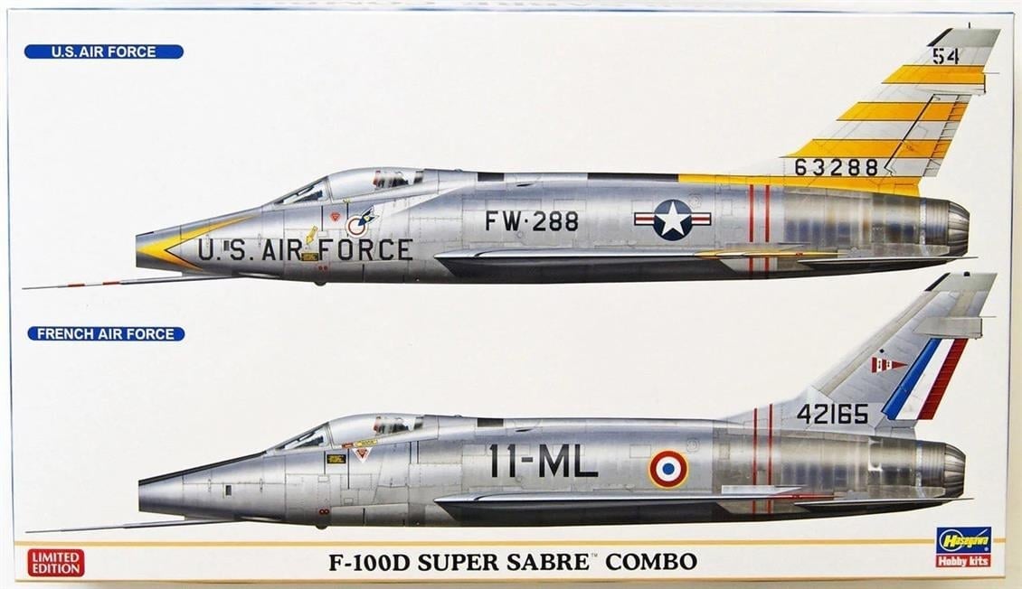 Hasegawa 2200 1/72 Ölçek, F-100D Super Sabre Combo (2 kits in the box), Savaş Uçağı Plastik Model Kiti