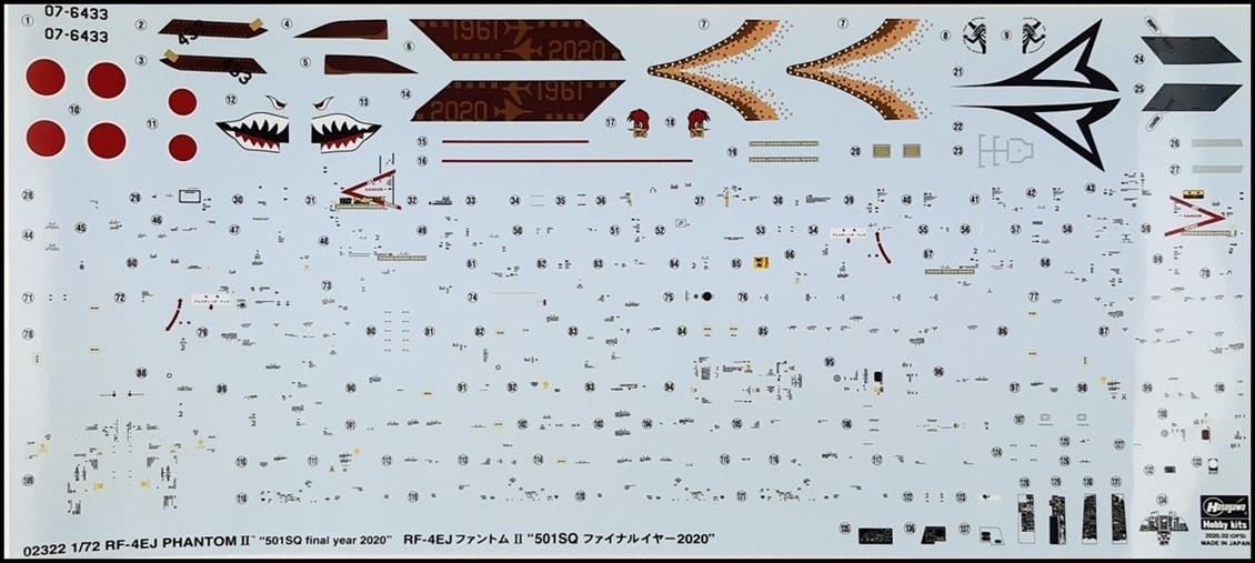Hasegawa 2322 1/72 Ölçek, RF-4EJ (501.sq final year), Savaş Uçağı Plastik Model Kiti