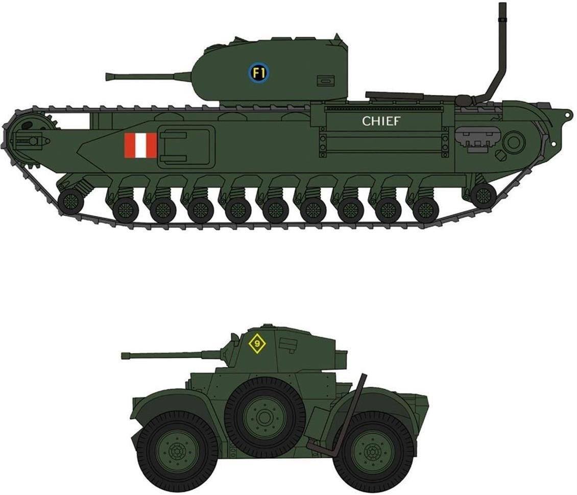 Hasegawa 30043 1/72 Ölçek, Churchill Mk.I/II ve Daimler Mk.II (Dieppe Raid) Tankları, Plastik Model Kiti