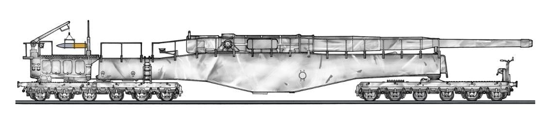 Hasegawa 30070 1/72 Ölçek, German Railway Gun K5 (E) Leopold Winter Camouflage w/Figure, Plastik Model Kiti