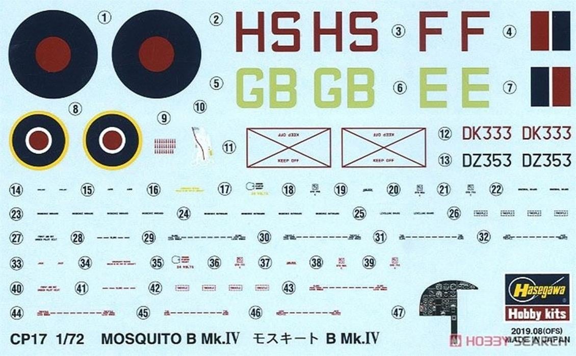 Hasegawa 51217 1/72 Ölçek, Mosquito B Mk. IV, Savaş Uçağı Plastik Model Kiti