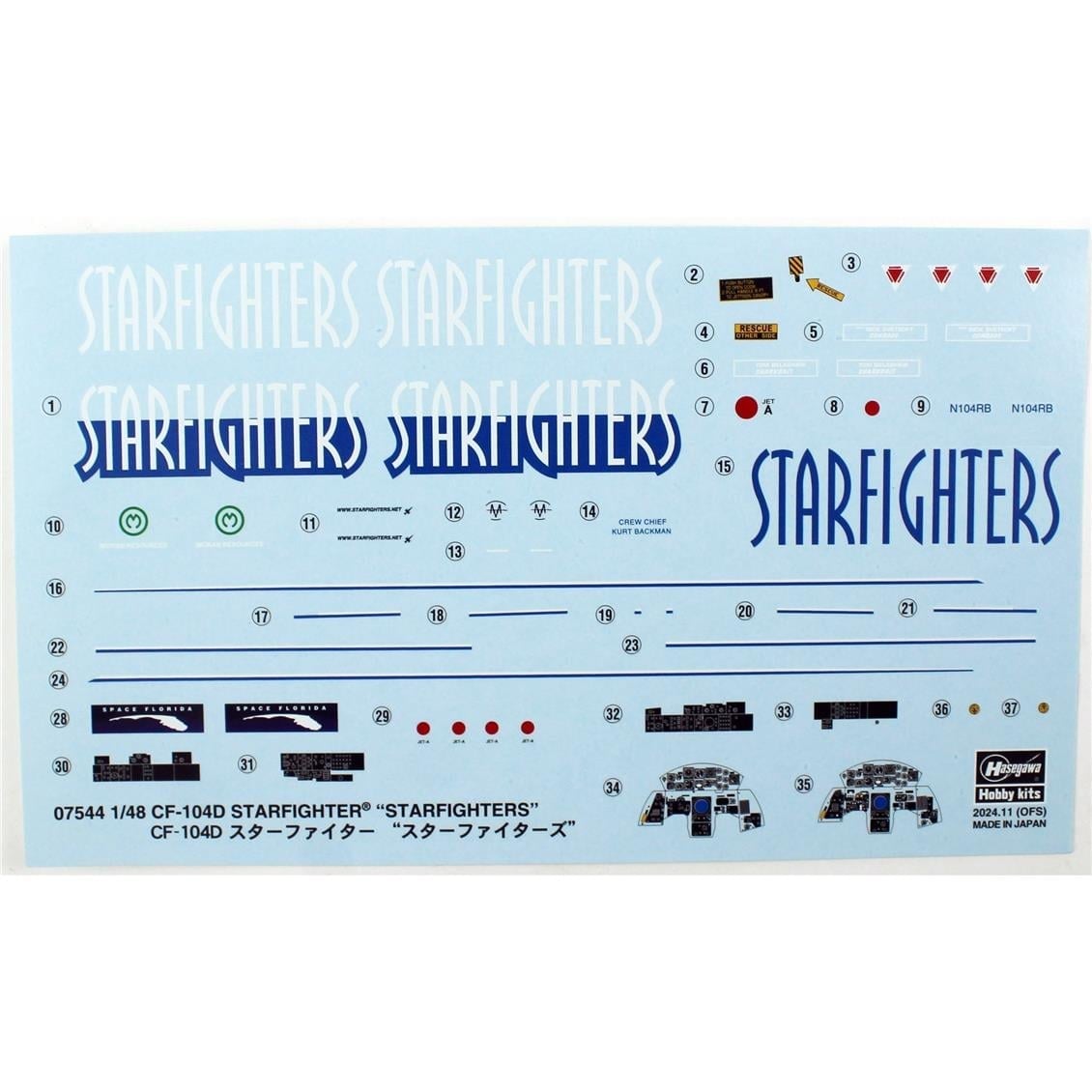 Hasegawa 7544 1/48 Ölçek, CF-104D Starfighter (Starfighters), Savaş Uçağı Plastik Model Kiti