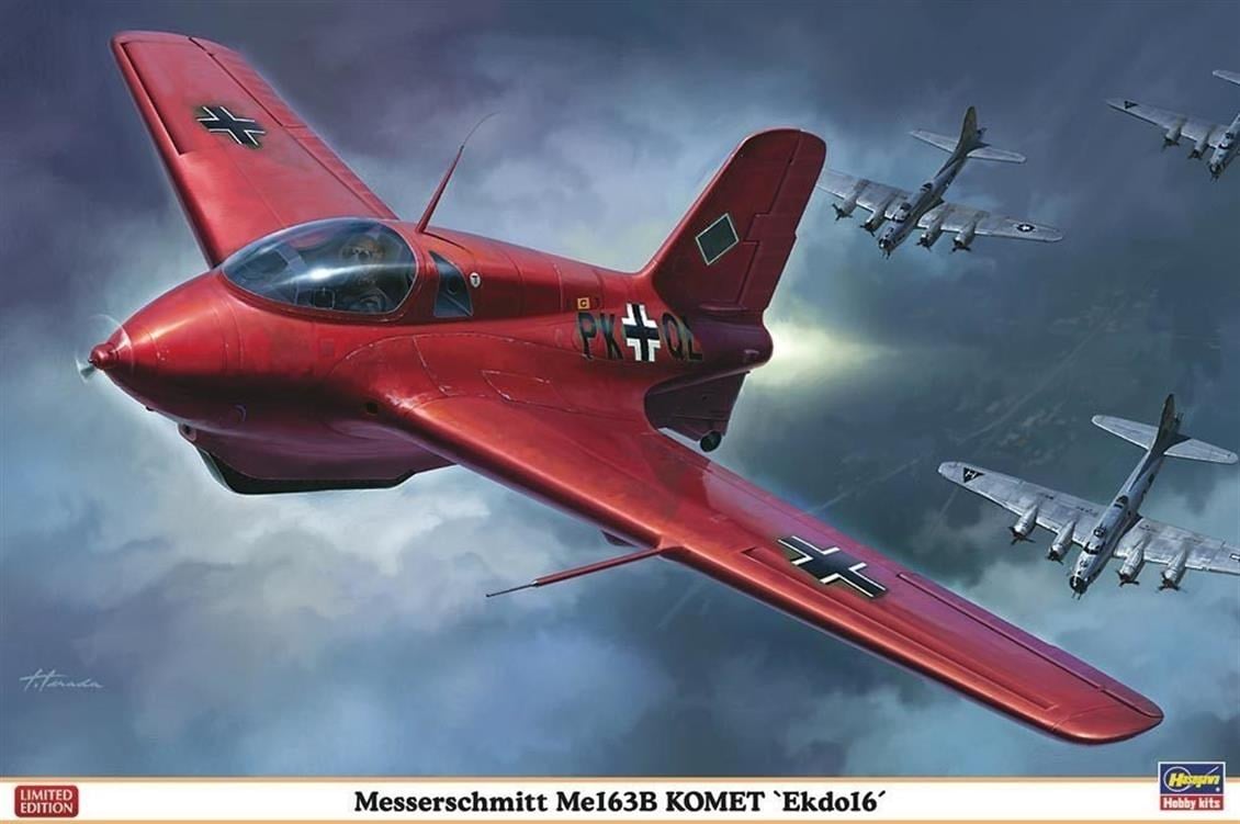 Hasegawa 8213 1/32 Ölçek,  Messerschmitt ME163B Komet Ekdo 16, Savaş Uçağı Plastik Model Kiti