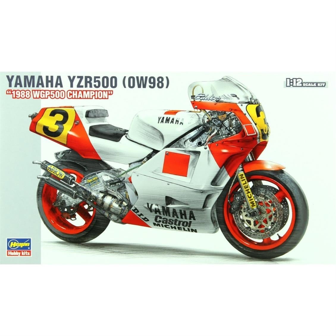 Hasegawa BK3 21503 1/12 Ölçek, Yamaha YZR500 1988 Motosiklet Plastik Model Kiti