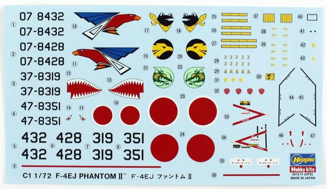 Hasegawa C1 1331 1/72 Ölçek, F-4EJ Phantom II, Savaş Uçağı Plastik Model Kiti