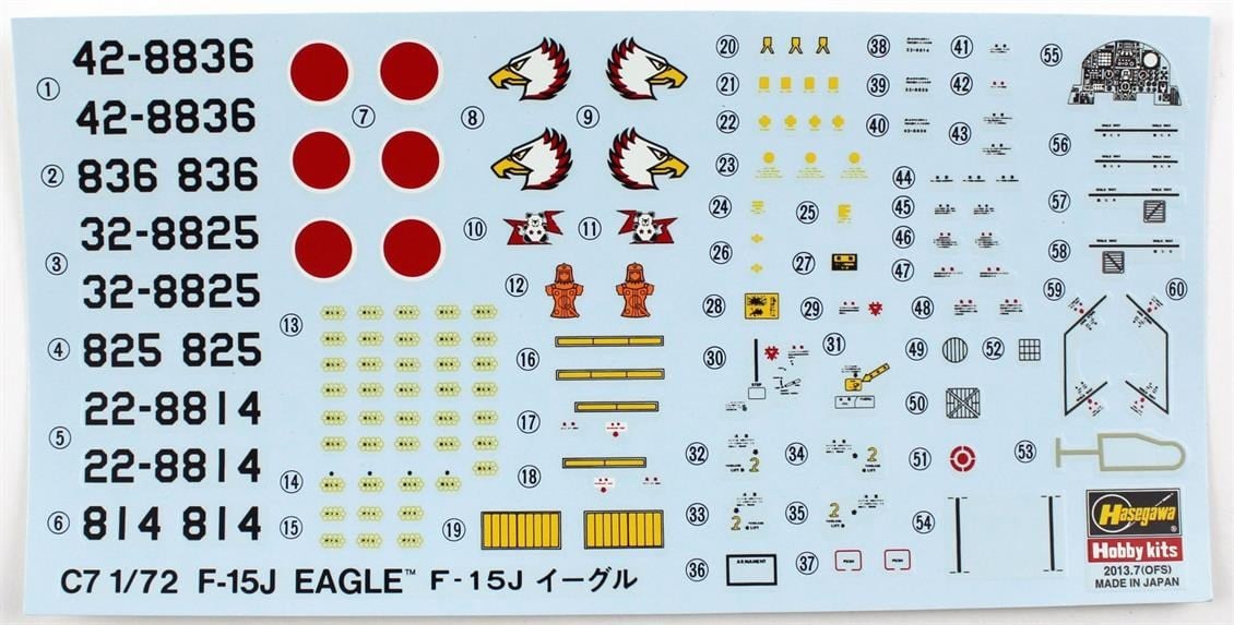 Hasegawa C7 1337 1/72 Ölçek, F-15J Eagle, Savaş Uçağı Plastik Model Kiti