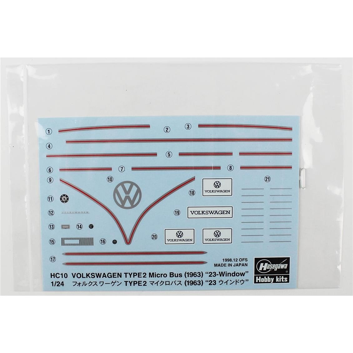 Hasegawa CH48 51048 1/24 Ölçek, Volkswagen Type2 Micro Bus (1963) (Komple İç Detaylı), Otomobil Plastik Model Kiti