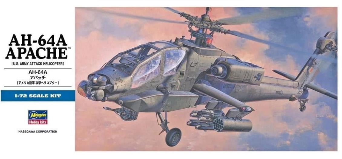 Hasegawa D6 436 1/72 Ölçek, AH-64A Apache, Askeri Helikopter Plastik Model Kiti