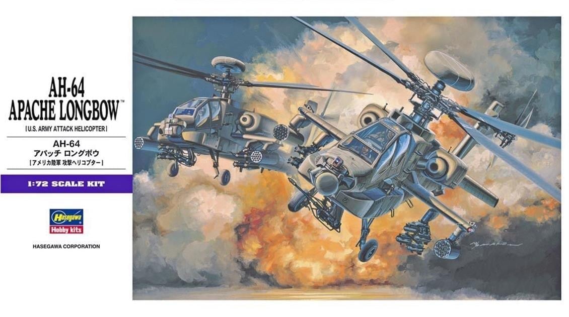 Hasegawa E6 536 1/72 Ölçek, AH-64 Apache Longbow, Askeri Helikopter Plastik Model Kiti