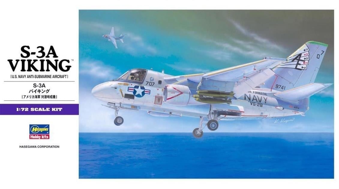 Hasegawa E7 537 1/72 Ölçek, S-3A Viking, Savaş Uçağı Plastik Model Kiti