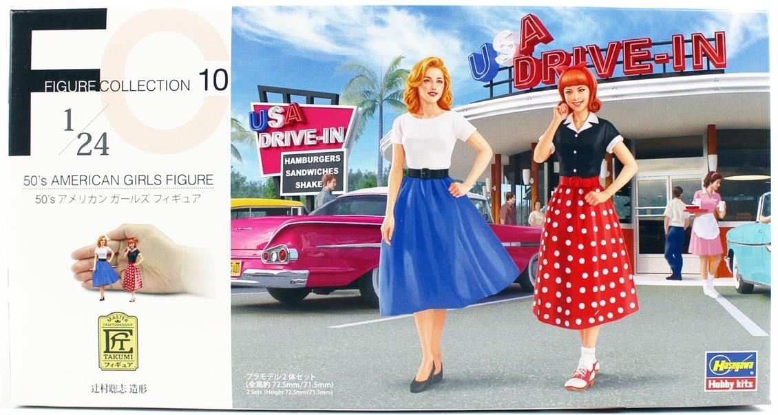 Hasegawa FC10 29110 1/24 Ölçek, 50 li Yılların Amerikan Kızları, Plastik Model Kiti
