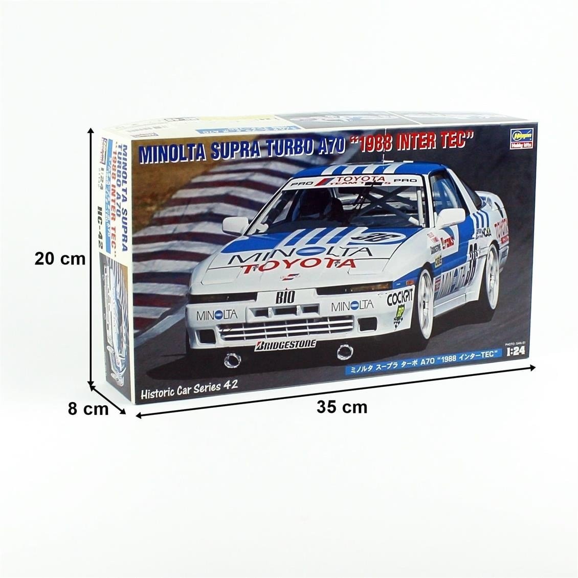 Hasegawa HC42 21142 1/24 Ölçek, Toyota Minolta Supra Turbo A70 (1988 Inter Tec), Yarış Aracı Plastik Model Kiti