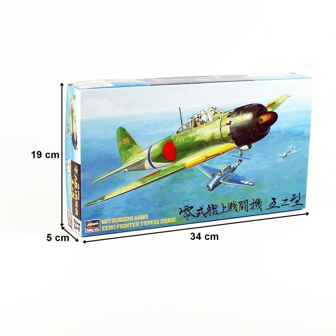 Hasegawa JT23 19123 1/48 Ölçek, MitsubishiI A6M5 Zero Fighter Type 52 (Zeke), Savaş Uçağı Plastik Model Kiti