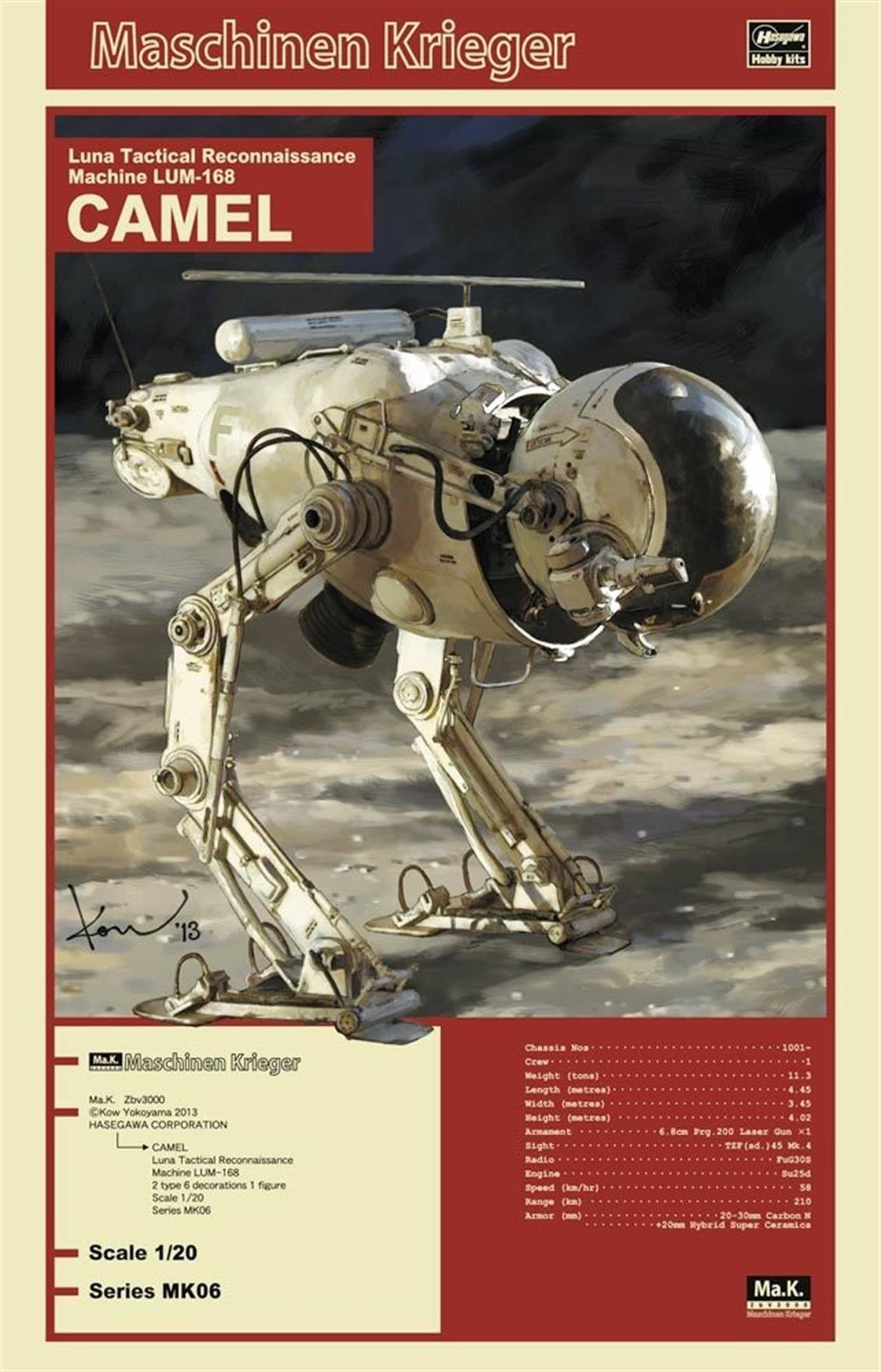 Hasegawa MK06 64006 1/20 Ölçek, Ay Taktik Keşif Makinesi (Camel), Maschinen Krieger Serisi, Bilim Kurgu Plastik Model Kiti