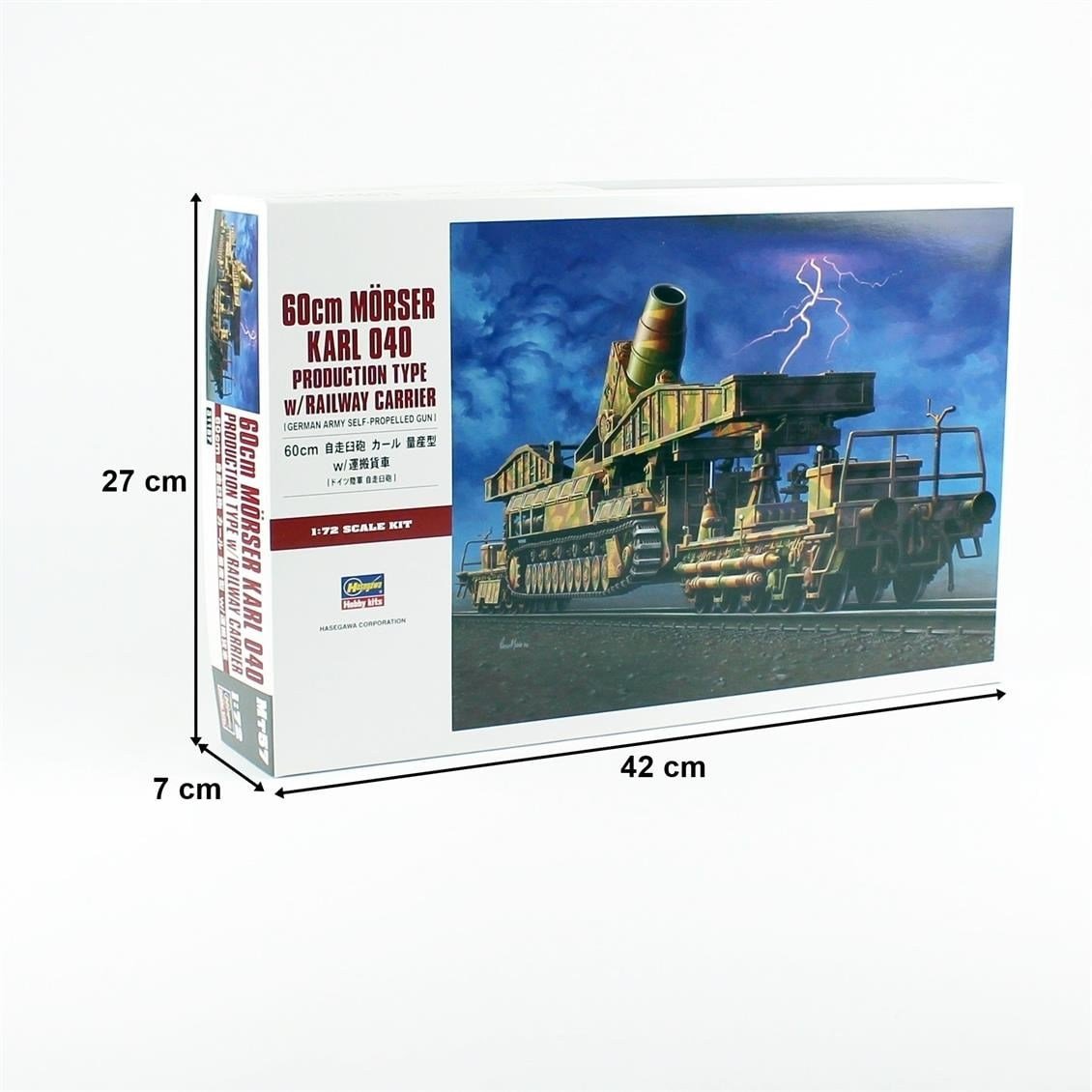 Hasegawa MT57 31157 1/72 Ölçek, 60cm Mörser Karl 040 Production Type Demiryolu Zırhlısı Plastik Model Kiti