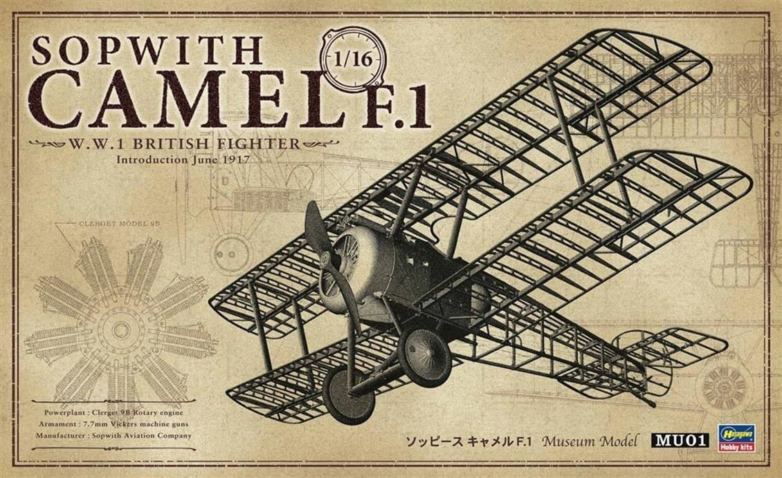 Hasegawa MU01 50031 1/16 Ölçek, Sopwith Camel F.1 Uçak, Plastik Model Kiti