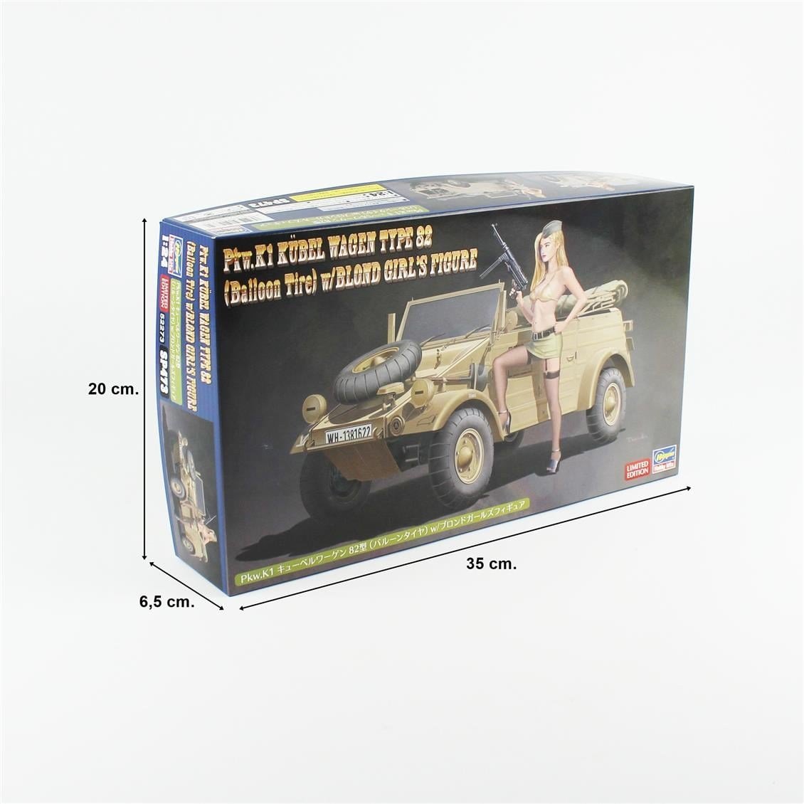 Hasegawa SP473 52273 1/24 Ölçek, Pkw.K1 Kübelwagen Type 82 (Balloon Tire) w/Blonde Girl's Figure, Plastik Model Kiti