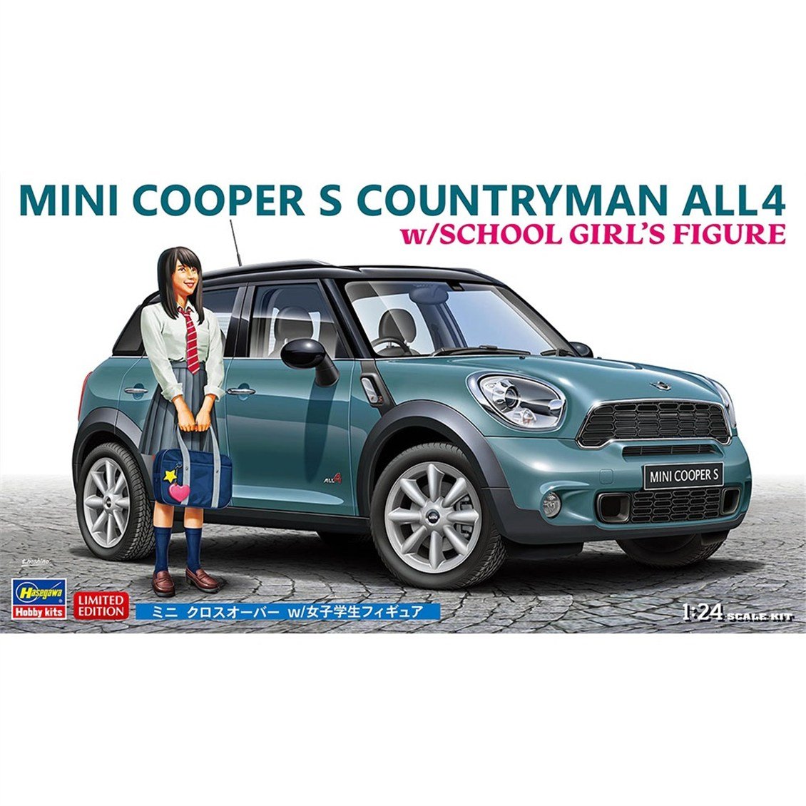 Hasegawa SP559 52359 1/24 Ölçek, Mini Cooper S Countryman 4WD ve Kız Öğrenci Figürü, Otomobil Plastik Model Kiti