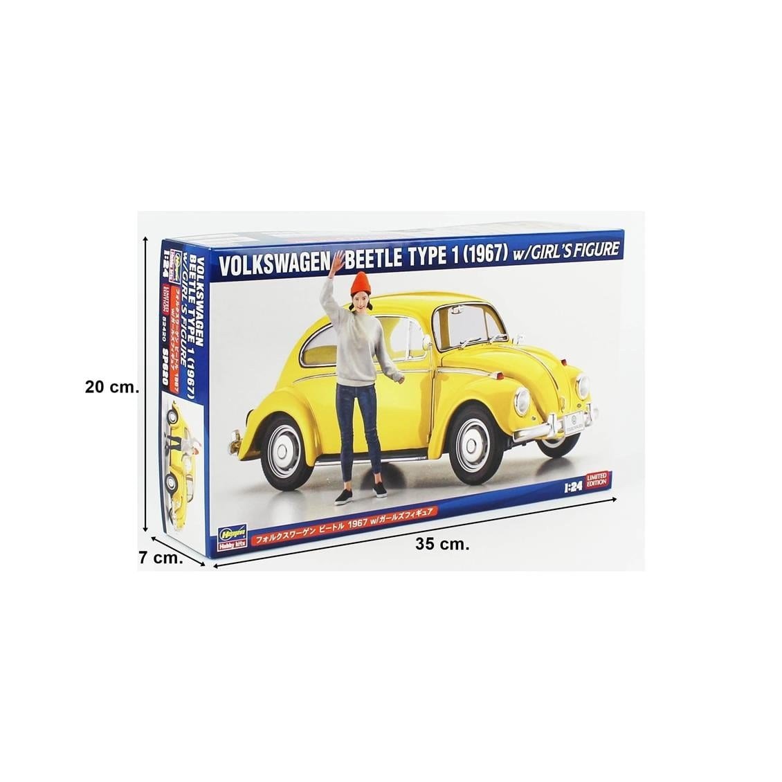 Hasegawa SP620 52420 1/24 Ölçek, Volkswagen Beetle Type 1 (1967) ve Kız Figürü, Otomobil Plastik Model Kiti