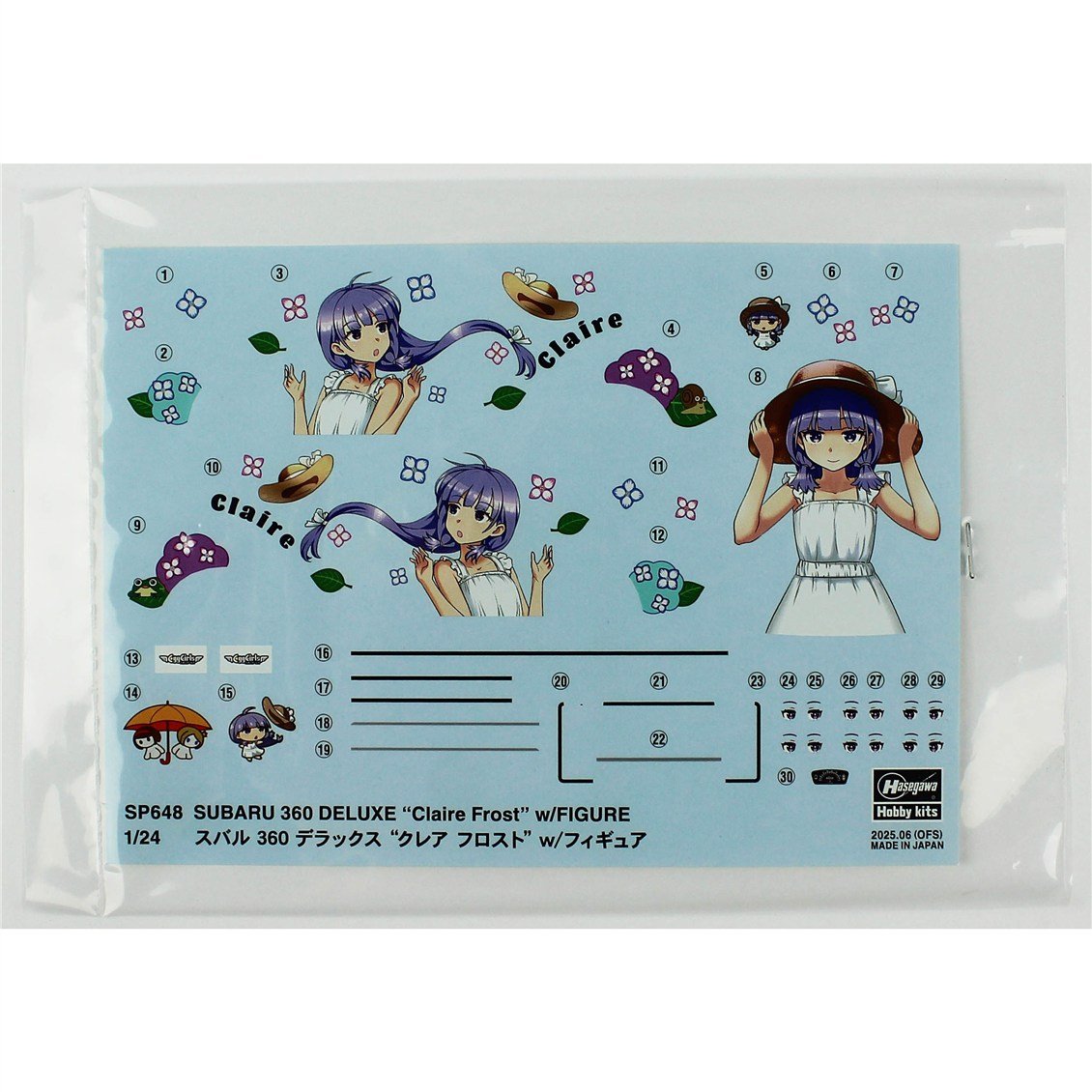 Hasegawa SP648 52448 1/24 Ölçek, Subaru 360 Deluxe (Claire Frost) ve Egg Girls Figürü, Otomobil Plastik Model Kiti