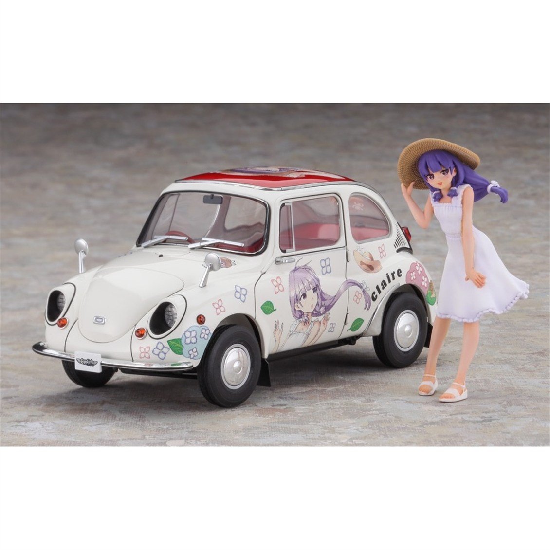 Hasegawa SP648 52448 1/24 Ölçek, Subaru 360 Deluxe (Claire Frost) ve Egg Girls Figürü, Otomobil Plastik Model Kiti