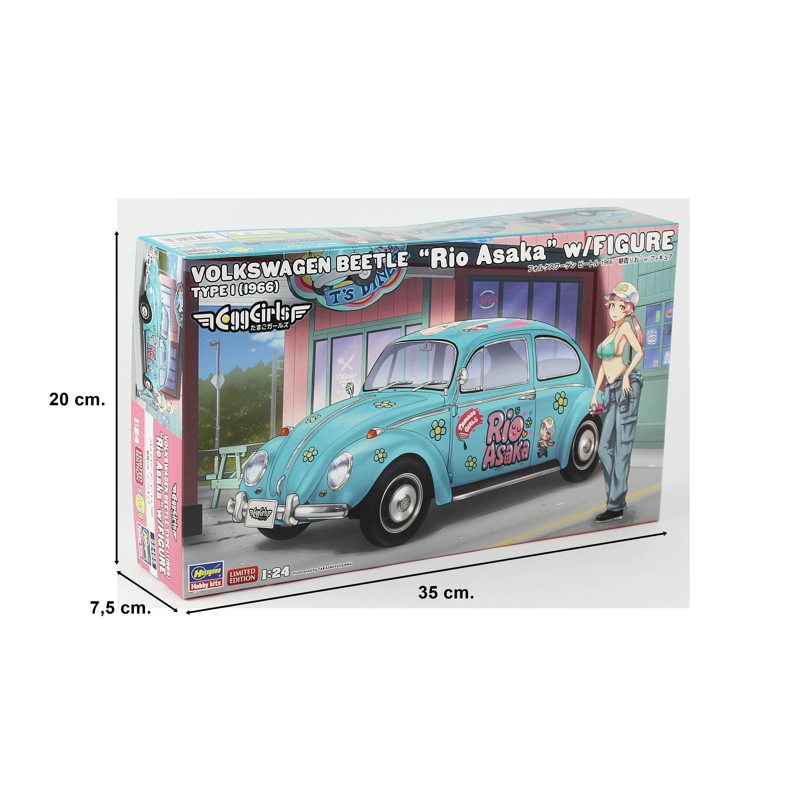 Hasegawa SP665 52465 1/24 Ölçek, Volkswagen Beetle Type 1 (1966) (Rio Asaka) ve Egg Girls Figürü, Otomobil Plastik Model Kiti