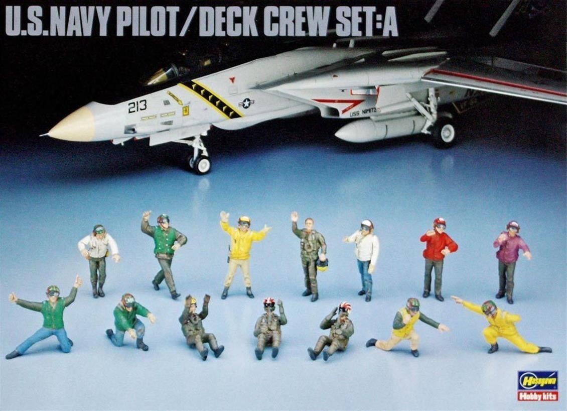 Hasegawa X48-6 36006 1/48 Ölçek, ABD Donanma Pilotu / Güverte Ekibi-A Figürleri, Plastik Model Kiti