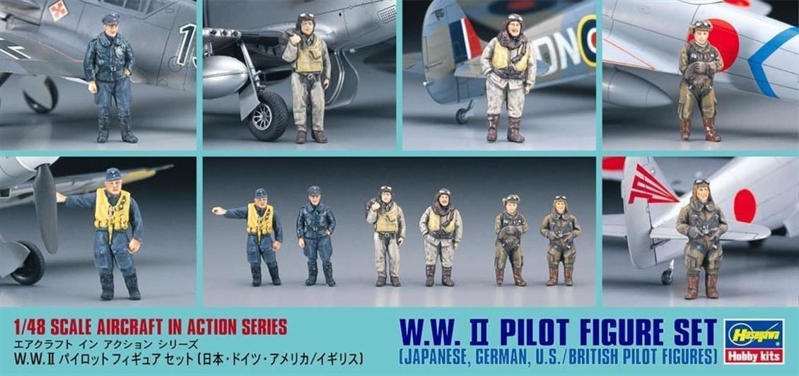 Hasegawa X48-7 36007 1/48 Ölçek, WW II Pilot Figürleri, Plastik Model Kiti