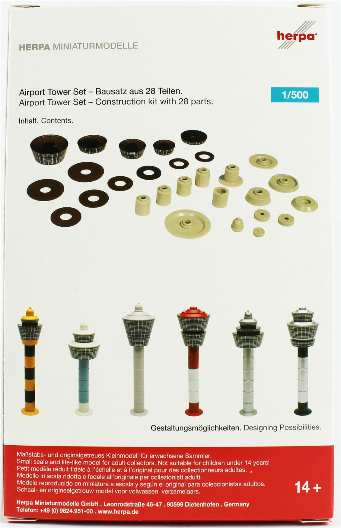 Herpa 519670 1/500 Ölçek, Uçuş Kulesi Seti, 28 parça, 41 mm. Çap, 137 mm Yükseklik