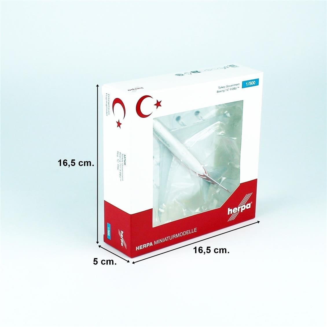 Herpa 537520 1/500 Ölçek, Türkiye Cumhuriyeti, Boeing 747-8 BBJ, Metal, Sergilemeye Hazır Model Yolcu Uçağı