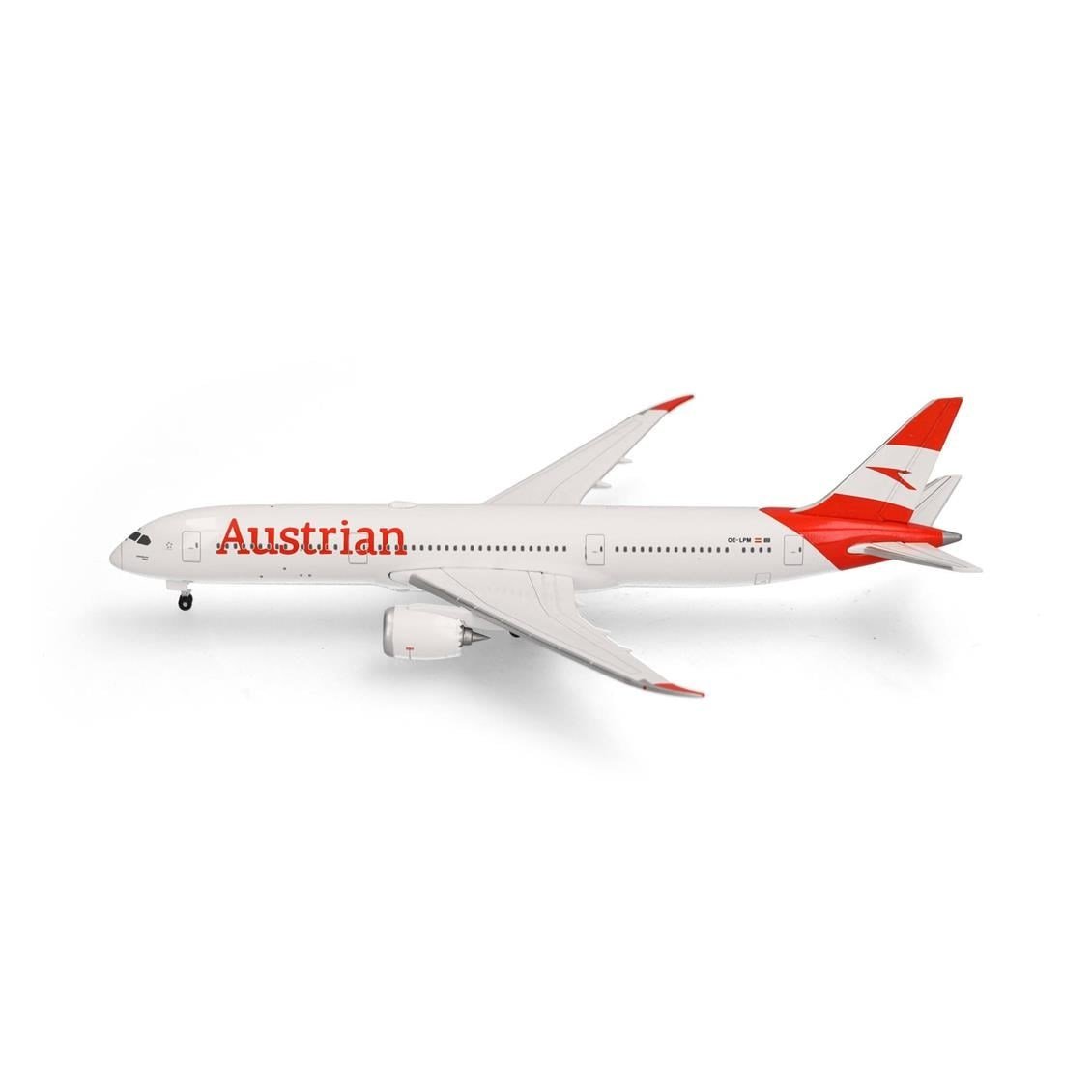 Herpa 537834 1/500 Ölçek, Avusturya Havayolları Boeing 787-9 Dreamliner, Metal, Sergilemeye Hazır Model Yolcu Uçağı