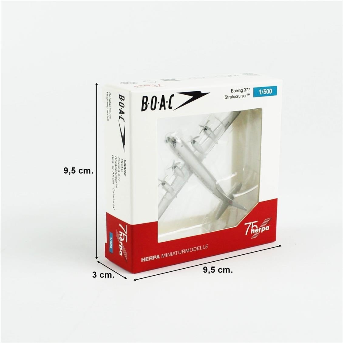 Herpa 538008 1/500 Ölçek, Boeing B377 BOAC, (G-AKGH Caledonia) Metal, Sergilemeye Hazır Model Yolcu Uçağı