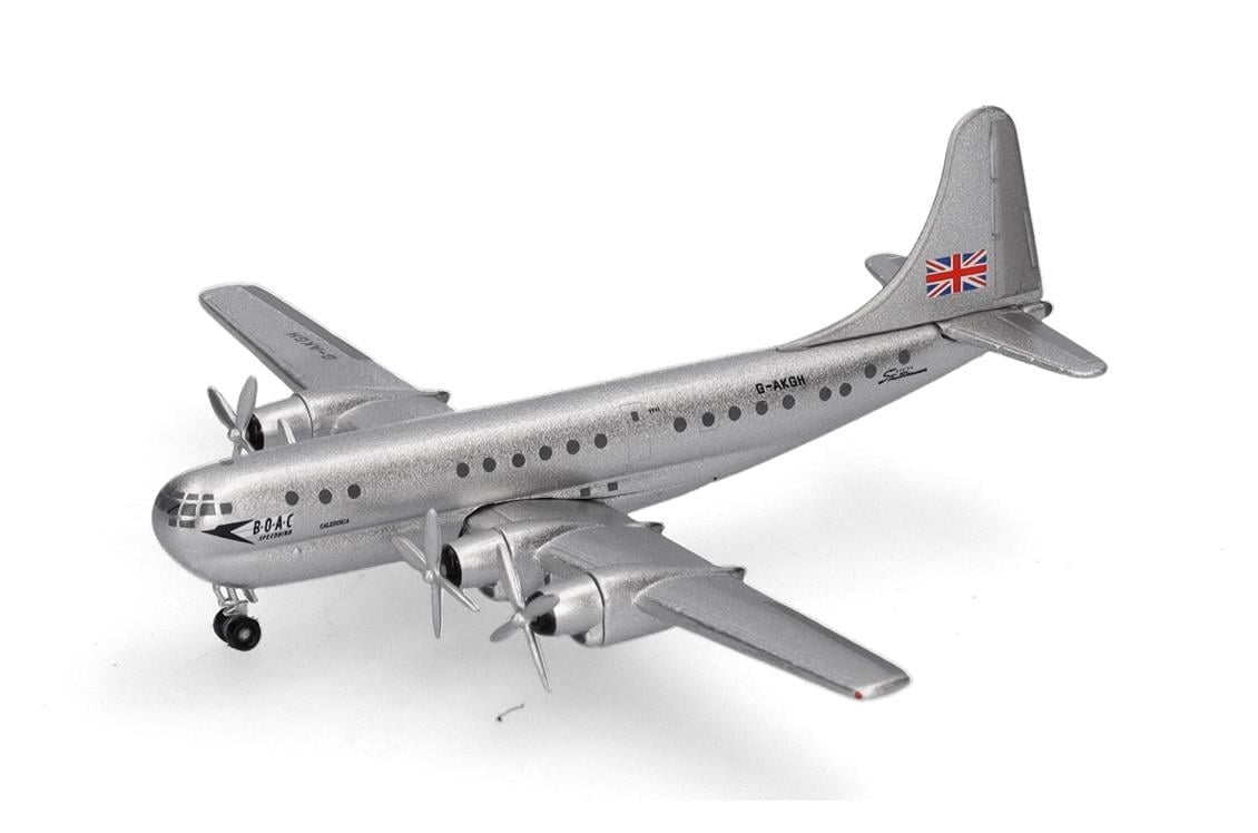 Herpa 538008 1/500 Ölçek, Boeing B377 BOAC, (G-AKGH Caledonia) Metal, Sergilemeye Hazır Model Yolcu Uçağı
