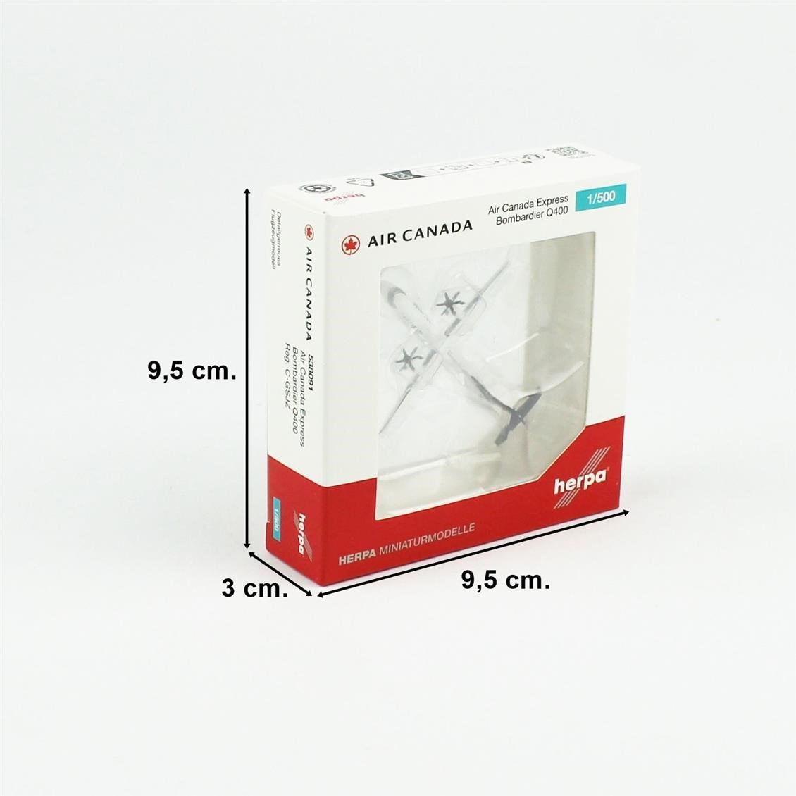Herpa 538091 1/500 Ölçek, Air Canada Express Bombardier Q400, C-GSJZ, Metal, Sergilemeye Hazır Model Yolcu Uçağı