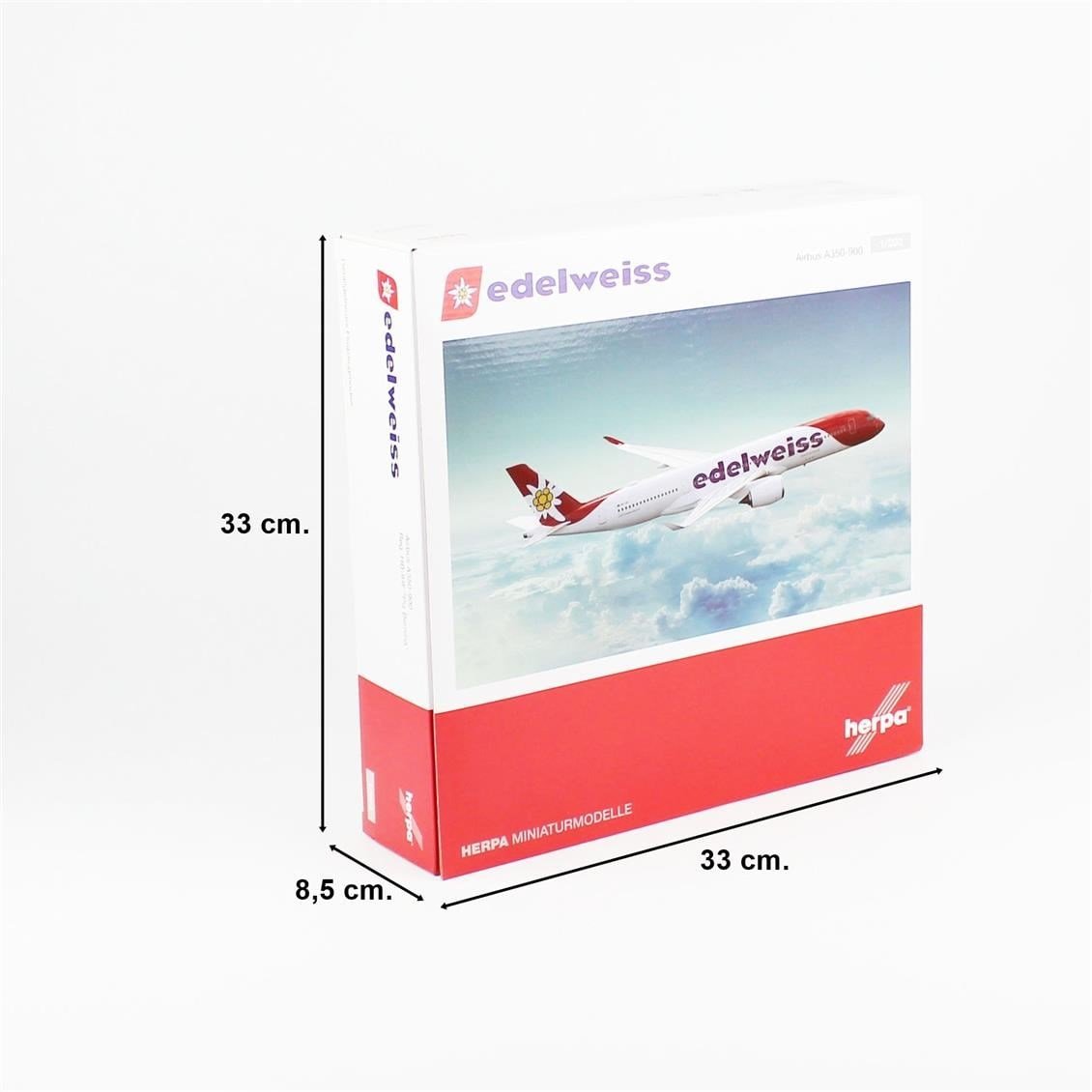 Herpa 573511 1/200 Ölçek, Edelweiss Air Airbus A350-900 (Piz Bernina) HB-IHF, Sergilemeye Hazır Model Yolcu Uçağı