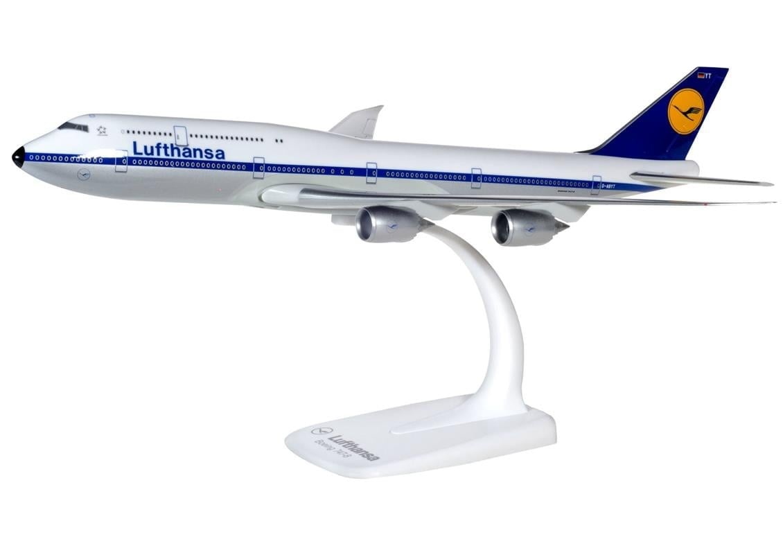 Herpa 610599 1/250 Ölçek, Lufthansa Boeing 747-8 Intercontinental (Retro), Snapfit, Sergilemeye Hazır Model Yolcu Uçağı