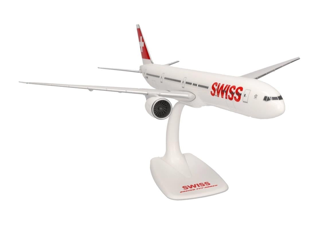 Herpa 610698-001 1/200 Ölçek, Swiss International Air Lines Boeing 777-300ER, Snapfit, Sergilemeye Hazır Model Yolcu Uçağı