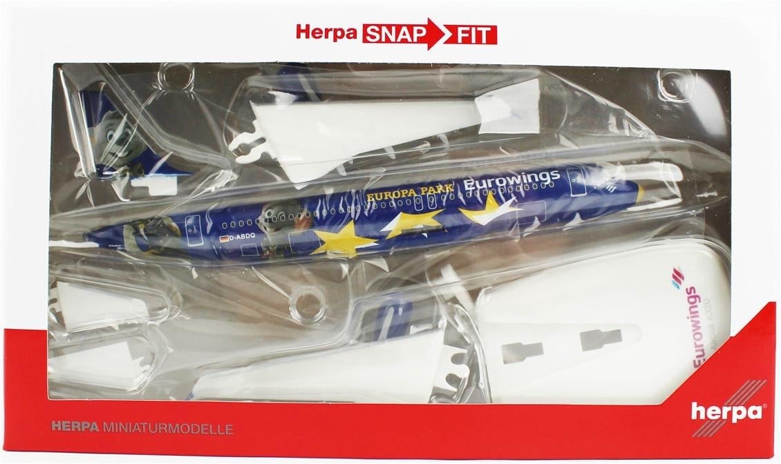 Herpa 611695 1/200 Ölçek, Eurowings Airbus A320 Europa Park D-abdq, Snapfit, Sergilemeye Hazır Model Yolcu Uçağı