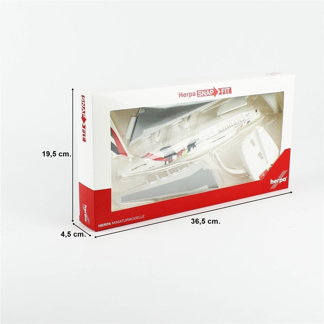 Herpa 612180 1/250 Ölçek, Emirates Airbus A380 (United for Wildlife-No.2), Snapfit, Sergilemeye Hazır Model Yolcu Uçağı