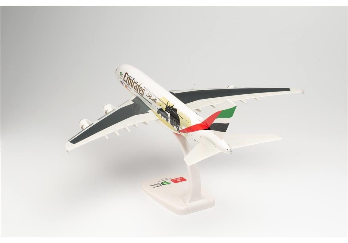 Herpa 612180 1/250 Ölçek, Emirates Airbus A380 (United for Wildlife-No.2), Snapfit, Sergilemeye Hazır Model Yolcu Uçağı