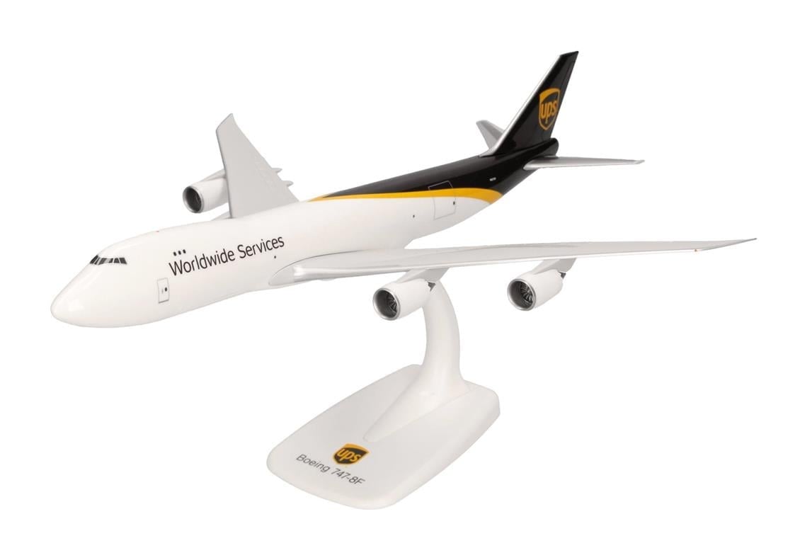 Herpa 612241 1/250 Ölçek, UPS Boeing 747-8F, Snapfit, Sergilemeye Hazır Model Yolcu Uçağı