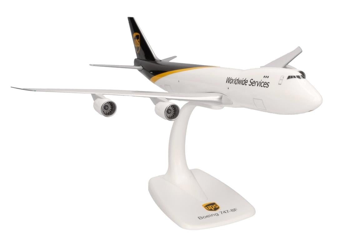 Herpa 612241 1/250 Ölçek, UPS Boeing 747-8F, Snapfit, Sergilemeye Hazır Model Yolcu Uçağı