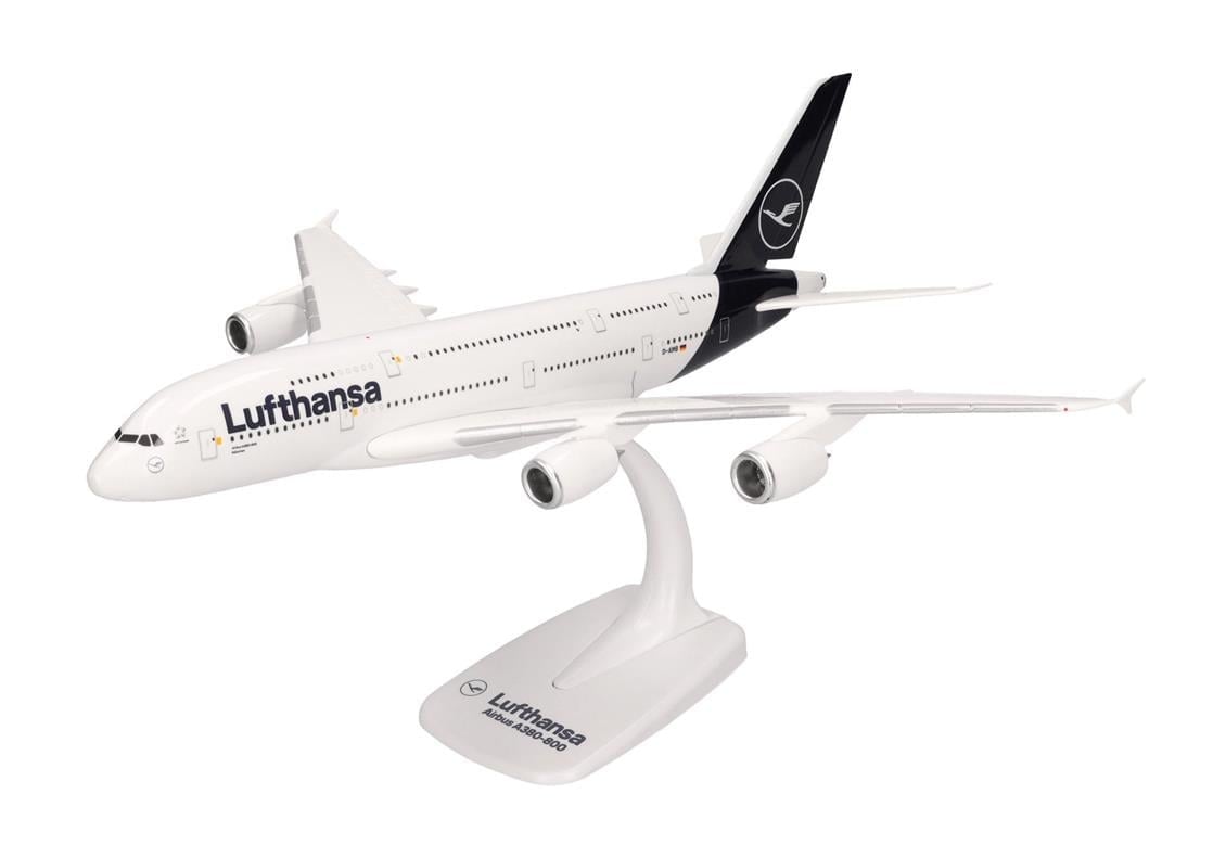 Herpa 612319 1/250 Ölçek, Lufthansa Airbus A380-800, reg. D-AIMB, Snapfit, Sergilemeye Hazır Model Yolcu Uçağı