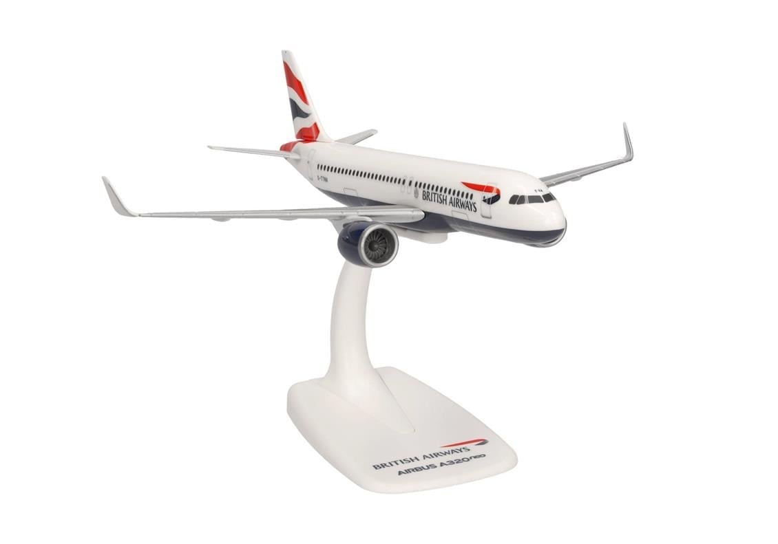 Herpa 612746 1/200 Ölçek, British Airways Airbus A320neo G-ttna, Snapfit, Sergilemeye Hazır Model Yolcu Uçağı