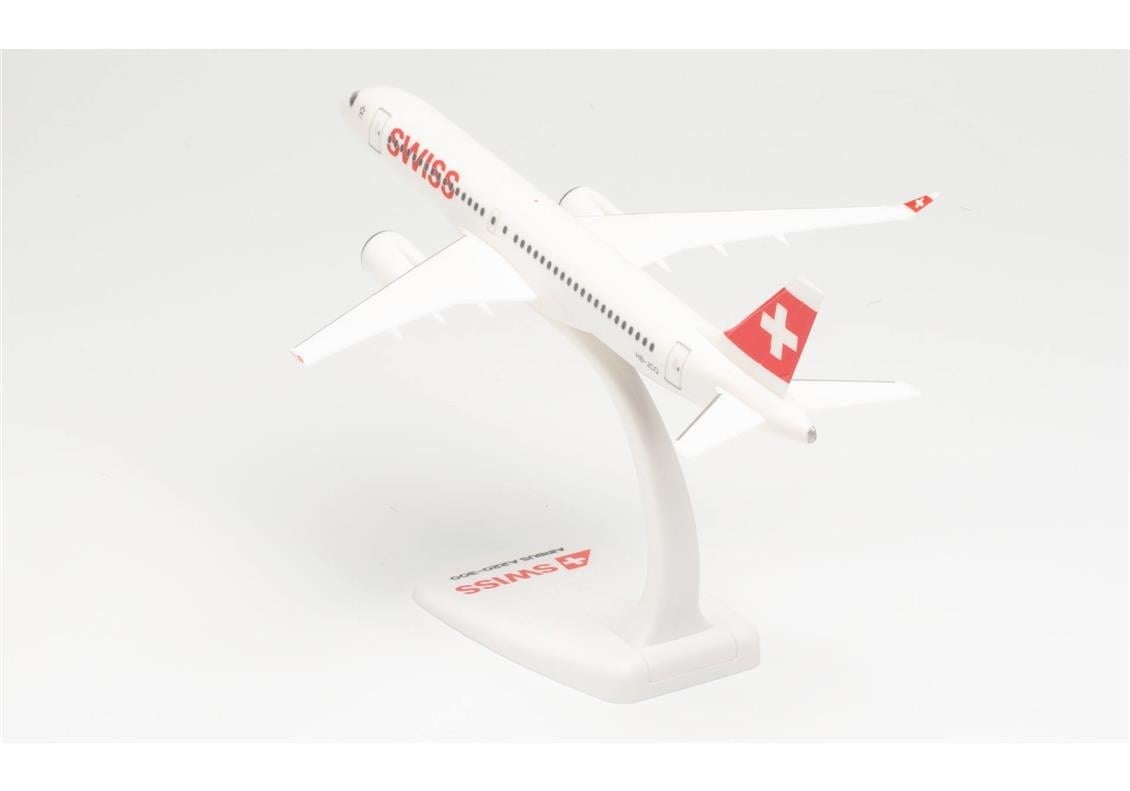 Herpa 613323 1/200 Ölçek, Airbus A220-300 Swiss International Air Lines, Snapfit, Sergilemeye Hazır Model Yolcu Uçağı