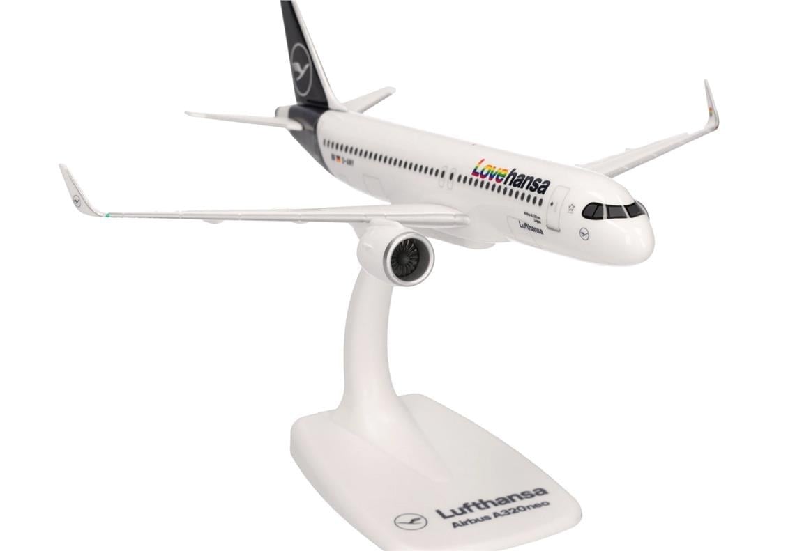 Herpa 613880 1/200 Ölçek, Airbus A 320neo Lufthansa Lovehansa, Snapfit, Sergilemeye Hazır Model Yolcu Uçağı