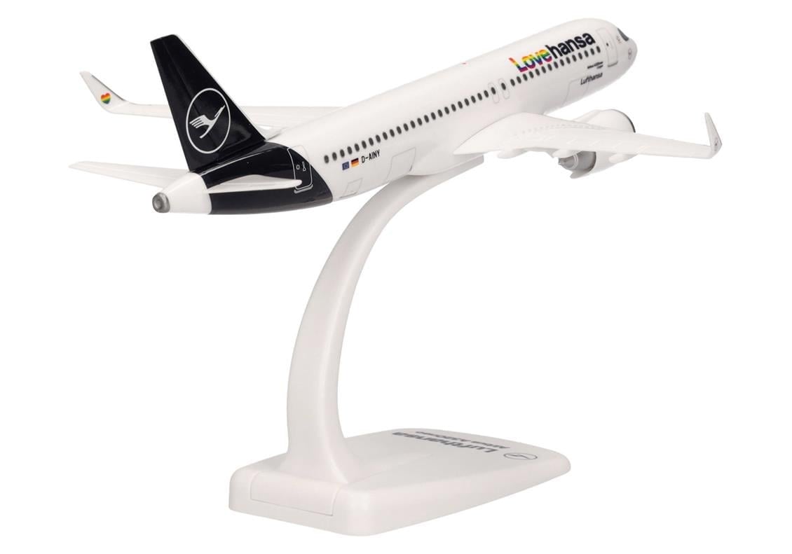 Herpa 613880 1/200 Ölçek, Airbus A 320neo Lufthansa Lovehansa, Snapfit, Sergilemeye Hazır Model Yolcu Uçağı