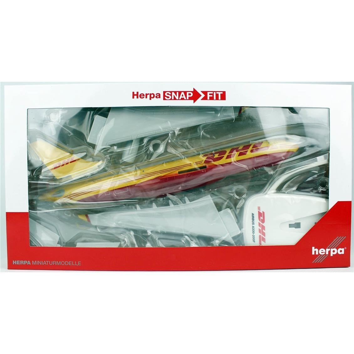 Herpa 614139 1/200 Ölçek, DHL (European Air Transport) Airbus A330-200F, Metal, Snapfit, Sergilemeye Hazır Model Kargo Uçağı