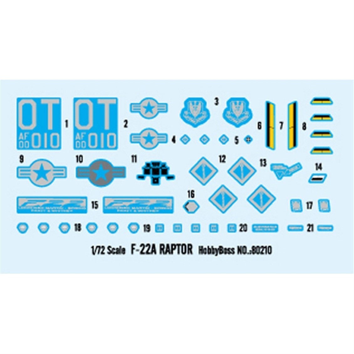 Hobbyboss 80210 1/72 Ölçek, F-22A (Raptor), Savaş Uçağı Plastik Model Kiti